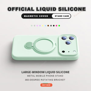 szhaiyu | 360 Magnetic Stand Liquid Silicone Phone Cover For iPhone 17 16 15 14 13 12 11Pro Max For Magsafe Charge Holder Protector Cover