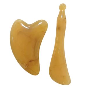 Facial Gua Sha Set - Horn & Resin Tools for Lymphatic Drainage - Reduce Puffiness & Define Jawline