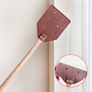 Solid Wood Fly Swatter Extended Wooden Handle Household Mosquito Repellent Swatter Thickened And Durable leather Fly Swatter