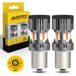 AUXITO 2Pcs No Hyper Flash Upgraded T20 7440 Wy21W 1156 P21W Ba15S Led Turn Signal Lights No Error 1800Lm Amber Yellow 12V