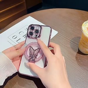 POPSOCKET RING HANDPHONE MOTIF KUPU-KUPU GLITTER DAN LABUBU CERMIN BISA DIJADIKAN SANDARAN HANDPHONE