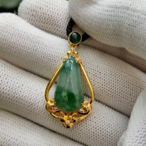 Wood & Metal Harmony Jade - Double Layer Type A Jadeite Fortune Pendant (Sku: 18kp117)