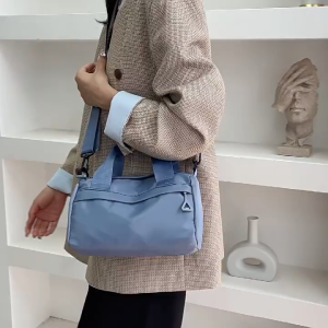 LAZANA Casual Solid Color Canvas Crossbody Bag Multi-Purpose Zipper Nylon Shoulder Bag Tote Bag Lightweight Small Square Bag Women #S6331
