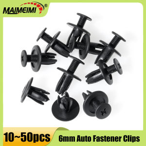10~50pcs Car 6mm Hole Plastic Rivets Fastener Push Clip Black Auto Vehicle Door Trim Panel Retainer Fastener Clips For Toyota