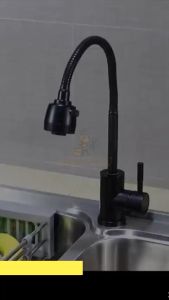 Nasara SUS304 Single Flexible 360° Swivel Black Tap Stainless Steel Kitchen Faucet Pillar Wall Sink Water Tap / Pili Sinki / 水龙头