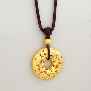 Chow Sang Sang 周生生 999.9 24K Pure Gold Cultural Blessings Auspicious Ruyi  Necklace for Women & Men 70cm 91429Z Price-by-Weight 17.96g Gold