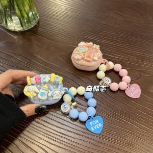 Cute Silicone Protective Case for Bass WM02 Cartoon Bluetooth Charging Case Anti-fall Soft Shell WM01 Girls Heart Colored Wireless Earphone Cover Cute Creamy Glue Diy