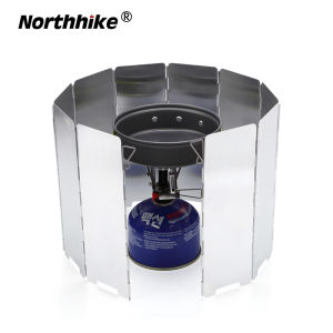 Northhike Foldable Windshield for Camping Stove Ultra-light Aluminum Alloy Wind Shield for Gas Stove Outdoor Cooking Burner 10Plates with Bag Camping Set Equipment Camping Essentials