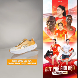 [Tặng dây giày] Giày thể thao chạy bộ nam nữ Goya Plus năm 2026 màu trắng vàng V1
