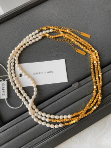 CAFFTI | Natural Freshwater Baroque Mini Pearl Gold Necklace