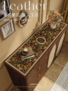 American Style Rectangular Leather Table Mat Customizable TV Cabinet Makeup Desk Entrance Hall Waterproof Floral Pattern