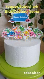 Topper Kue Custom Nama Karakter Baby Shark