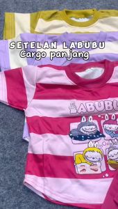 setelan anak perempuan model celana cargo anak usia 1-6 tahun