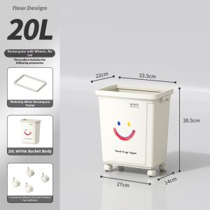Cream-style High-capacity Large Square Trash Can