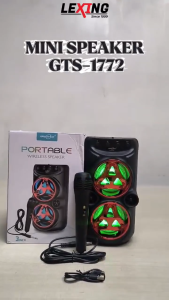 GTS-1772 New Portable Bluetooth Speaker with Dual 3-Inch Drivers Wired Mic FM Radio