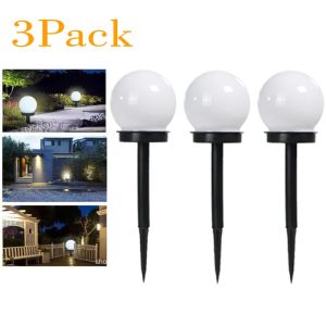 3Pcs Solar LED Globe Ball Lights Outdoor Waterproof Stake Lights Dusk to Dawn for Garden Lawn Pathway Yard Patio Landscape Decor