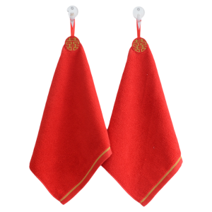 GRACE | Wedding Red Absorbent Cotton Face Towel Set