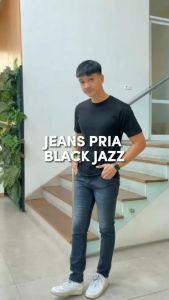 Jeans Pria Black Jazz Full Length Stretch Warna Biru Tua/Hitam Ukuran S-5XL