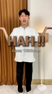 S&D PROJECT Baju Koko Muslim Seri 26 Bahan Polikatun Warna Putih Tulang Jumbo S-4XL Untuk Pria Dewasa Lengan Pendek Motif Bordir