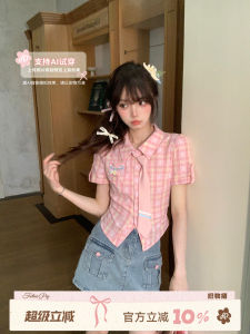 Sweet Campus Style Slim Fit Pink Gingham Shirt