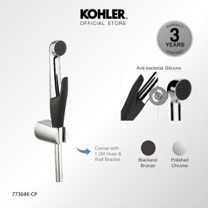 KOHLER Luxe Bidet Spray Anti-bacterial Hygiene Spray with Angle Valve and Anti-twist Hose K-77364X-AS-CP