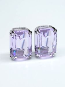 💖Swarovski💖 Millennium Octagonal Cut Purple Gemstone Earrings S925 Sterling Silver Women's Fashion Earrings Hypoallergenic Non-Allergenic Valentines Day Gift Birthday Gift for Girlfriend Bestie