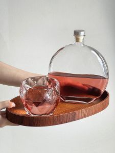 Creative round Cold Brew Coffee Sealed Bottle Small Wine Bottle Sub-Bottle with Lid Cold Brew Iced Tea Bottle Transparent Glass