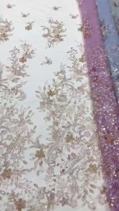 2025 African Lace Fabric Sequins Beaded Embroidery Groom Nigerian Bridal High Quality French Tulle Lace Fabric For Wedding Party