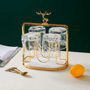 Nhà Bếp Giá Để Cốc Thủy Tinh Di Động Nước Trà Đồ Dùng Để Cốc Kệ Lưu Trữ Xu Hướng Sáng Tạo Chất Liệu Kim Loại Không Cần Lắp Đặt