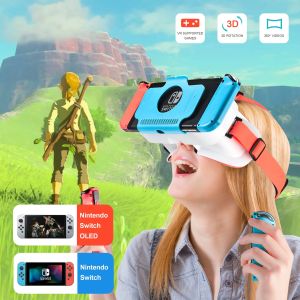 VR Glasses for Nintendo Switch OLED 3D Glasses Virtual Reality Movies for Switch Game Headset Adjustable Big Lens Glasses