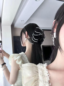 Classic Style Pearl Grip Female New Arrival Back Head Bows Barrettes Oversized Shark Clip Hair Accessories Headdress Clip