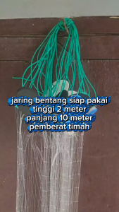 Jaring Ikan Siap Pakai Tinggi 2m Panjang 10m Pemberat Timah