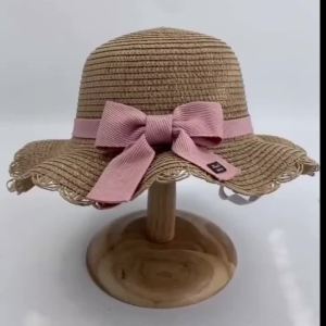 Children Summer Straw Hat Girls Beach Cap Travel Sun Protection Sun Fisherman Hat for Child Squinting Eyes Bowknot Outdoor