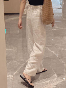 PAIBOLI | Summer 2025 High Waist Draped Straight Leg Tencel Linen Wide Leg Pants Women Thin Cotton Linen Casual Loose Fit Trousers