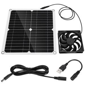 500W Solar Powered Exhaust Fan for Greenhouse Pet Chicken House Office Outdoor 5V/12V Portable Poultry Ventilator with Charging