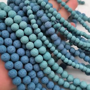 4/6/8/10mm Mixed Colours Round Natural Lava Volcanic Stone Loose Beads for Jewellery Making Beaded Bracelets DIY Accessories