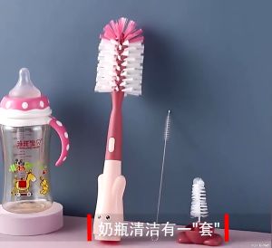 Set Sikat Pembersih Bayi Sikat Pembersih Botol Susu Bayi 3 in 1 Multifungsi Bahan Silikon BPA FREE Dapat Berputar 360 Derajat
