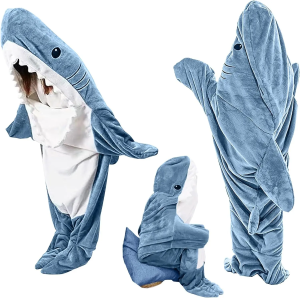 Shark Blanket Adult Cartoon Sleeping Bag Shark Onesie Sleeping Bag Pajama Hooded Warm Flannel Funny Homewear Winter Warm Blanket