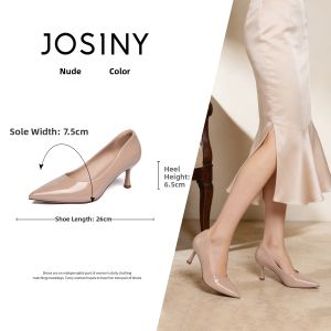 Josiny | Bare-Colored Pointed Heels Thin Heel Shallow Mouth Comfortable High Heels