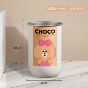 Brown Bear Magnetic Stainless Steel Toothbrush Cup Hanging Design Mouth Rinse Cup for Home Use Children Couples Dental Care