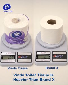 Vinda Prestige 4D Deco Embossed Toilet Tissue 3ply 27 Rolls - Strong Absorbent Tissue Paper Toilet Roll