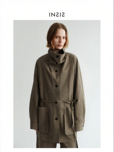 INSIS FEMME | Nordic Casual & Utility Long Staple Enzyme Washed Two-Way Collar Coat