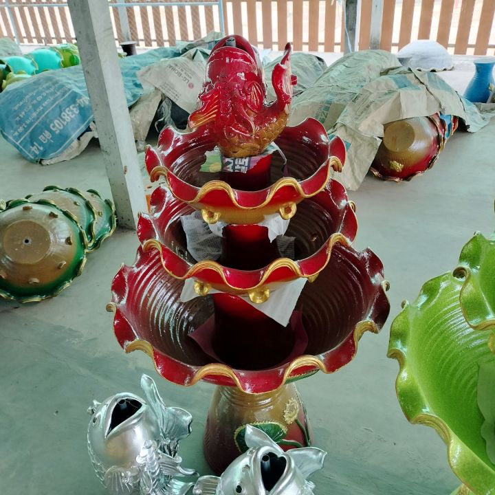 น้ำพุ 3 ชั้น พร้อมปั๊มน้ำหลากสีสัน