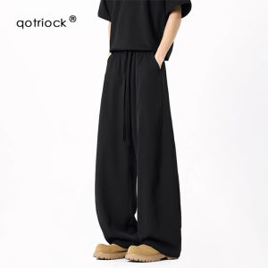 American Style Ice Silk Knife Edge Casual Sweatpants Men Women Autumn Solid Color Cleanfit Drapey Loose Leg Sport Trousers