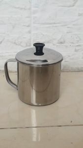 Mug Stainless Steel TEBAL Anti Karat Lengkap Tutup Komodo