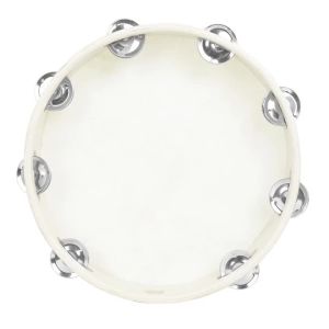 10 Inch Hand Shaking Tambourine Percussion Childrens Enlightenment Instrument Sheepskin Tambourine with  Metal Bell