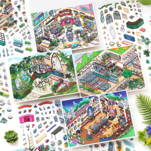 Large Size DIY Handmade Scene Building Stickers Childrens Fun Educational Puzzles Time Killer Microscopic Scene Toy Stickers
