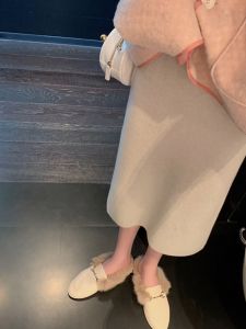 Wool Knitting Skirt Womens Fall and Winter High Waist Straight-leg Slim Looking Small Package Hip Skirt Split Cashmere One-Step Skirt