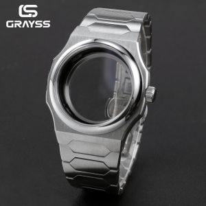 Vỏ Đồng Hồ Bằng Thép Không Gỉ Grayss 40mm Với Viền Lõm Được Đánh Bóng Tích Hợp Vòng Đeo Tay Hình Học Cho Đồng Hồ SKX NH35 NH36 Sapphire 20atm Mod