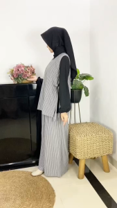 One Set Kulot Setelan Outer+tunik Lengan Panjang Bahan Adem Nyaman Set Kulot Anak Perempuan Cutetrik